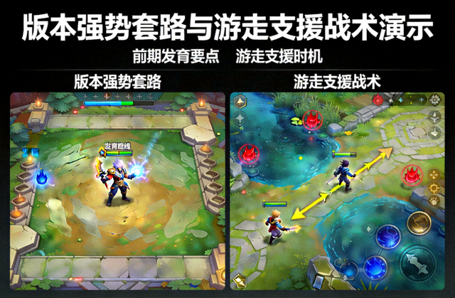 版本强势套路与游走支援战术演示画面